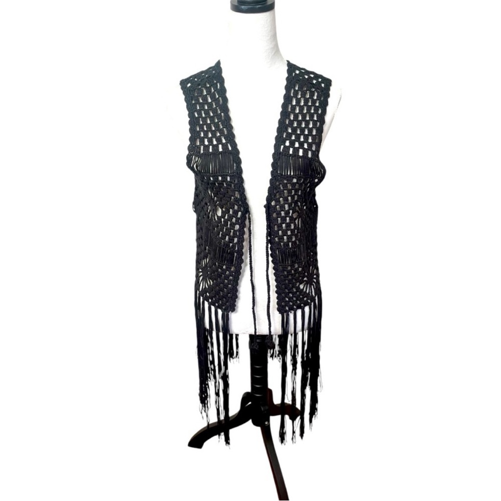 Rock&Roll Denim Bohemian Black Crochet Festival F… - image 1